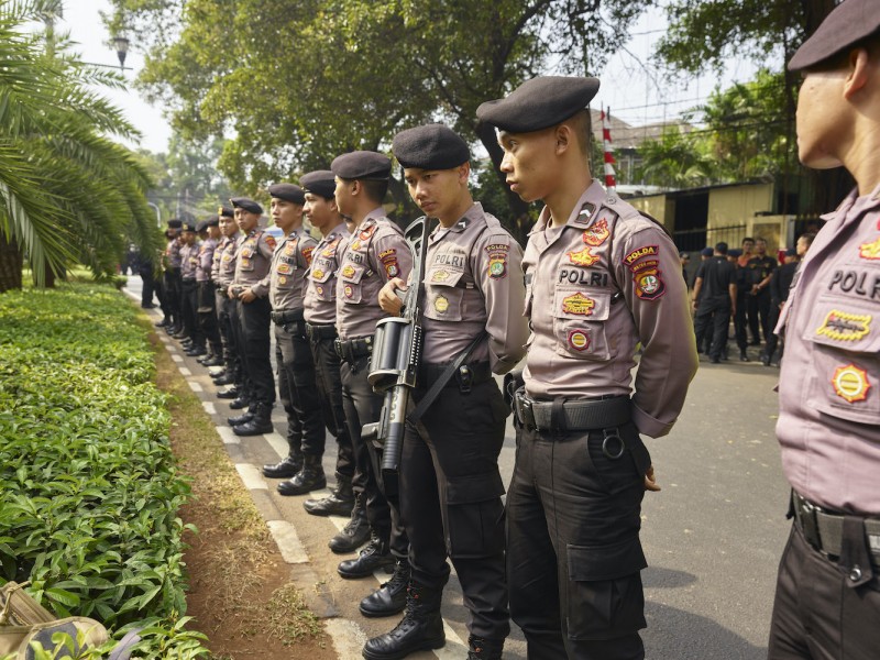 10_Polizei bei Präsidentschaftswahlkampf, Jakarta, Indonesien, 2018, Copyright Jörg Gläscher