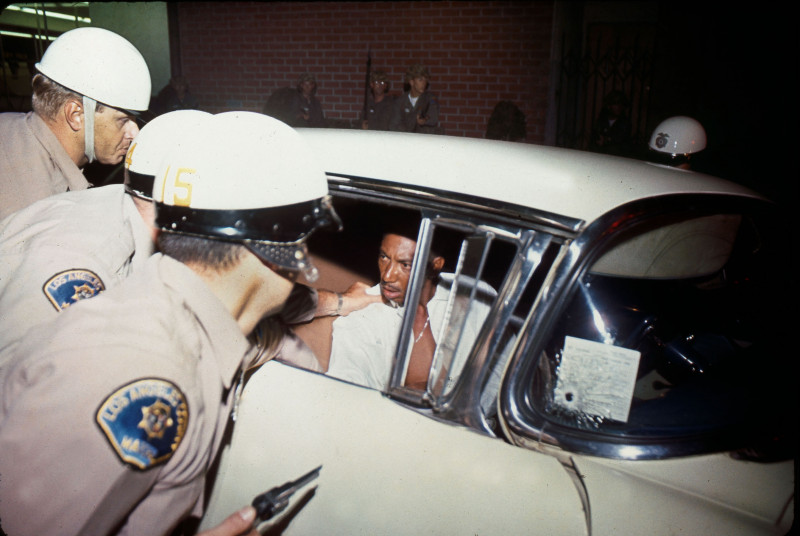 A police bullet penetrated the windshield of the car but missed the driver, who ignored police calls to stop 1965 C The LIFE Picture Collection Image by Co Rentmeester