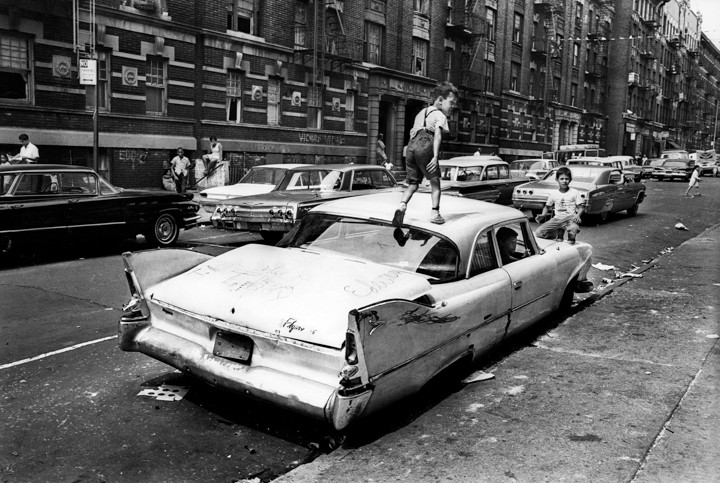 Black Ghetto Bronx Kid walking on car LAF100569 30 copy