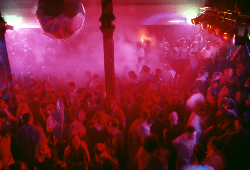 2_Peter J Walsh - Rave One - The Hacienda main dancefloor bathed in pink light