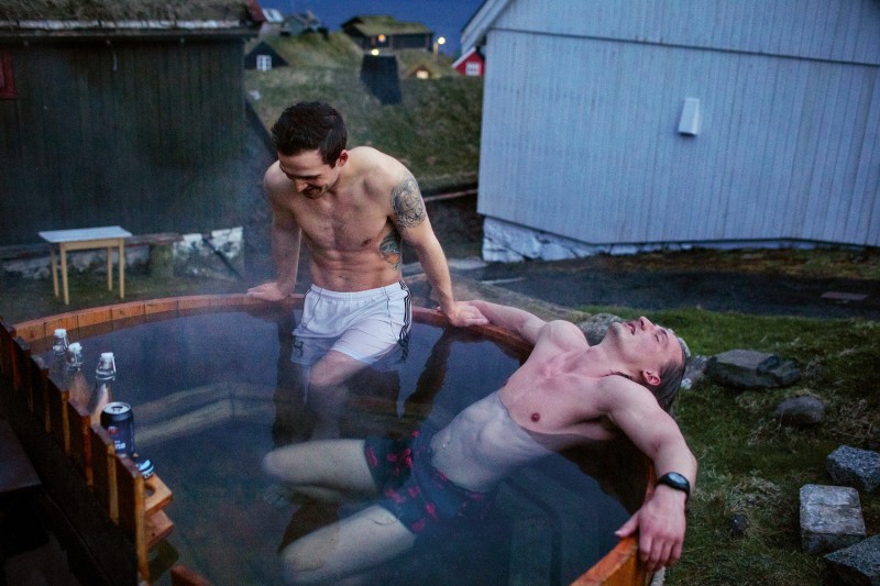 7_Rogni (26) and Odin (25) in the hot tub at around midnight in Mykines, 