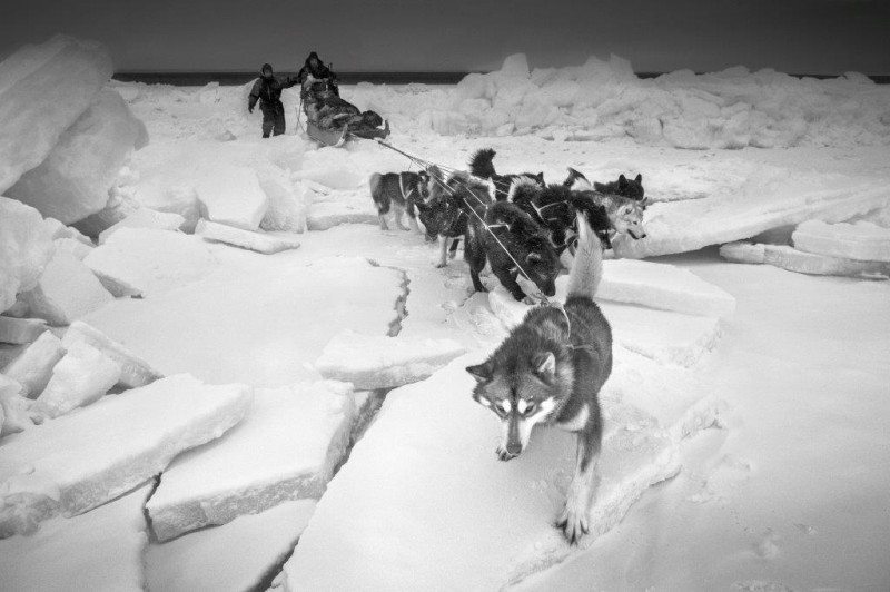 L1005034- RAX-Greenland -Hunters on braking ice