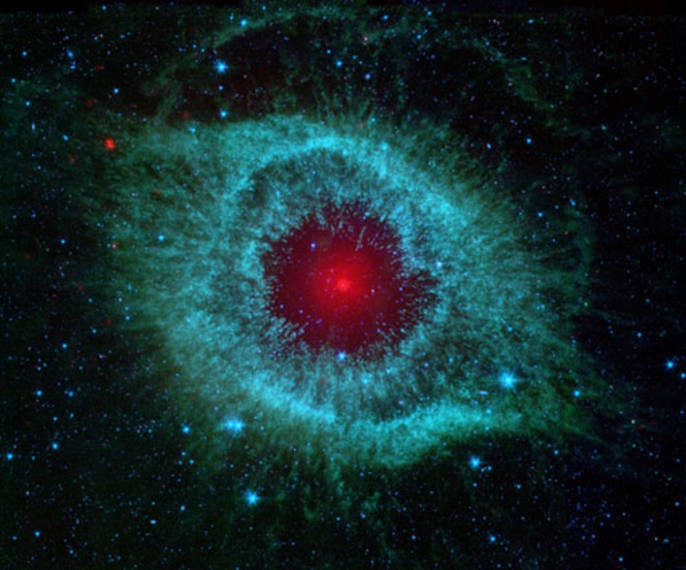 Infrarot-Bild des Helixnebels, Spitzer Weltraumteleskop, 2007 © NASA:JPL-Caltech:University of Arizona