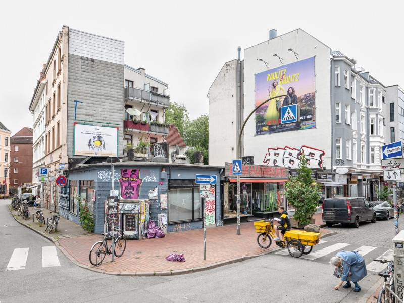 Peter Bruns und Claas Möller, Hamburger Flachbauten, Altona, Bahrenfelder Straße, Kleine Rainstraße, 2024